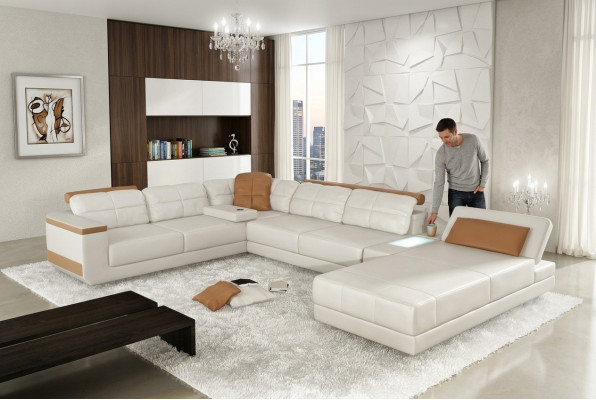 Ledersofa Maßfertigung Ecksofa Couch Polster Sitz Garnitur Wohnlandschaft