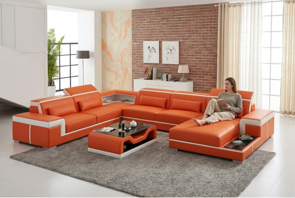 Sofa Couch Polster Garnitur Wohnlandschaft Design Ecksofa Leder Neu