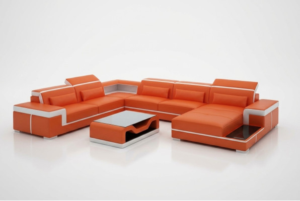 Sofa Couch Polster Garnitur Wohnlandschaft Design Ecksofa Leder Neu
