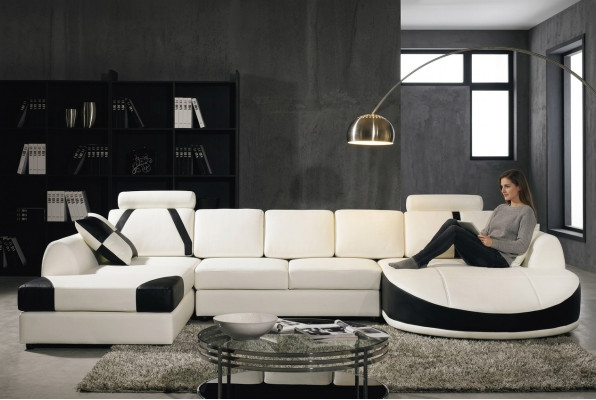 Ecksofa Ledersofa Polster Wohnlandschaft Sofa Couch Eckgarnitur U Form
