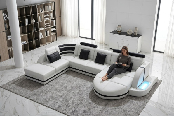 Ecksofa Ledersofa Big XXL U Form Wohnlandschaft Sofa Couch Garnitur Sofas EckeEcksofa 