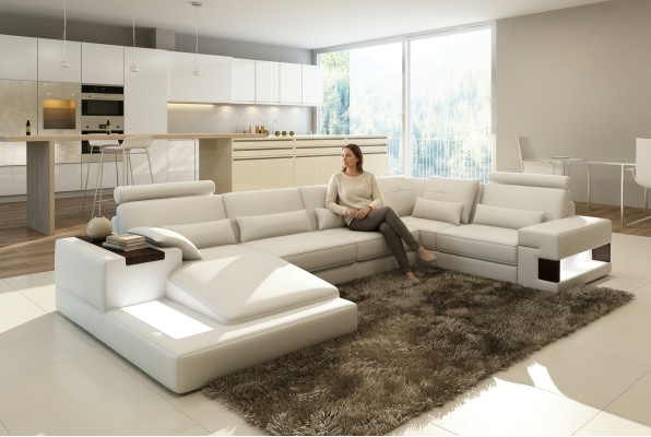 Marken Sofa Wohnlandschaft Ledersofa Couch Garnitur Wohnlandschaften