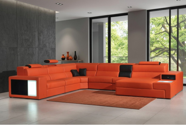 Ecksofa Ledersofa Big xxl U Form Wohnlandschaft Sofa Deko Couch Garnitur