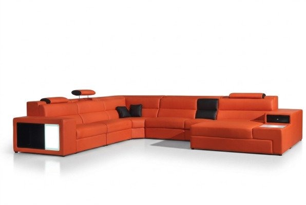 Ecksofa Ledersofa Big xxl U Form Wohnlandschaft Sofa Deko Couch Garnitur