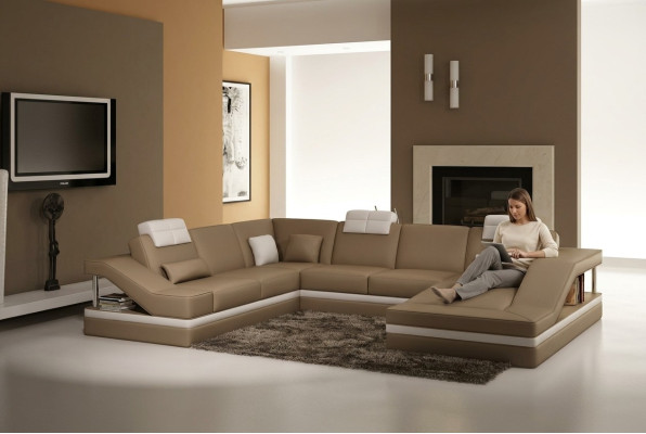 Ecksofa Ledersofa Polster Sofa Wohnlandschaft Couch Eckgarnitur U Form