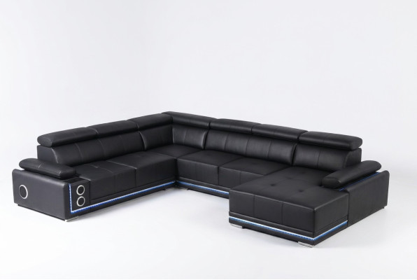 Moderne Ecksofa Wohnlandschaft Couch Eckgarnitur Led Linie Beleuchtet