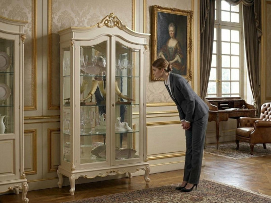 Vitrine Schrank Vitrinen Wohnzimmer Massivholz Schränke Design Barock Rokoko Weiß neu