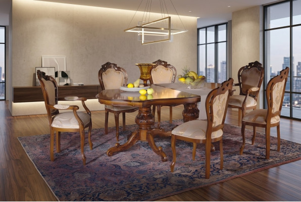 Esstisch Garnitur Tisch 6x Stühle Stuhl Esszimmer Garnitur Gruppe Massivholz 7tlg neu