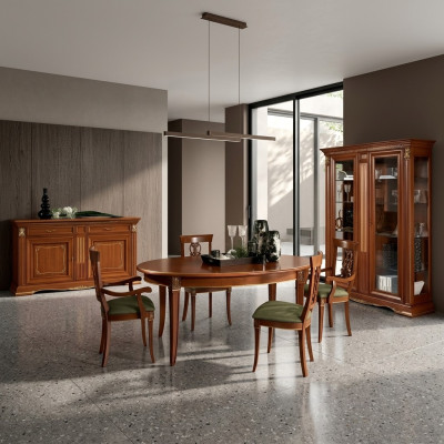 Klassischer Esstisch Tisch Massivholz Esszimmer Garnitur 6x Stuhl mit Armlehne 7 tlg.