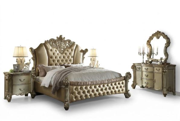 Schlafzimmer Set Nachttische Bett 5tlg. Barock Rokoko Antik Stil Holz
