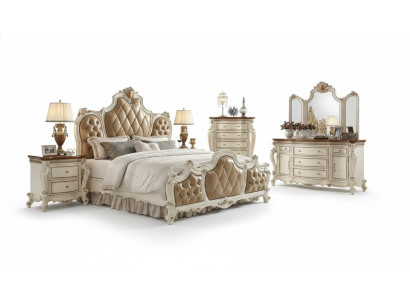 Klassisches Bett Doppelbett Design Bett 2x Nachttische Holz Betten Neu