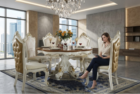 Runder Esszimmer Tisch Rund Holz Runde Klassisch Tische Rokoko Barock Stil