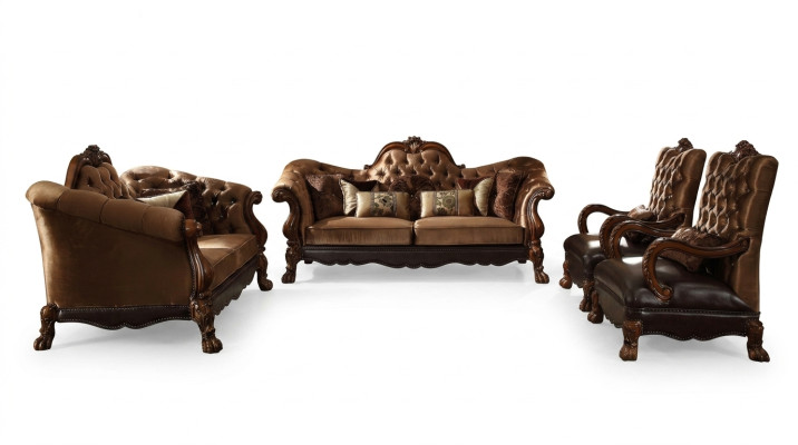 Klassische Sofagarnitur 3+2+1 Sitzer Sofa Couch Polster Textil Chesterfield