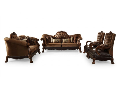 Sofa 3 Sitzer Sitz Couch Polster Garnitur Stoff Sofas Couchen Holz Chesterfield