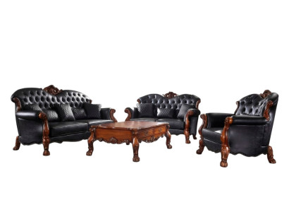 Sofa Dreisitzer Wohnlandschaft Sofas Couch Polster Garnitur Leder Barock