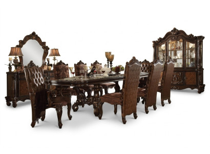 Klassisches Komplettes Set Esstisch + x6 Chesterfield Stühle Esszimmer Garnitur