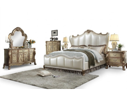 Chesterfield Set 3tlg. Garnitur Bett + 2x Nachttische Barock Stil Schlafzimmer