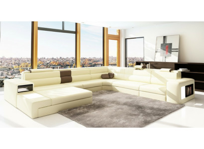 Couch Wohnlandschaft Eck Garnitur Design Modern Sofa U-Form Leder