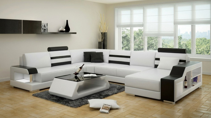 Ecksofa Sofa Couch Polster Eckgarnitur Wohnlandschaft Leder Desing Eck U Form