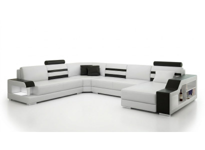 Ecksofa Sofa Couch Polster Eckgarnitur Wohnlandschaft Leder Desing Eck U Form