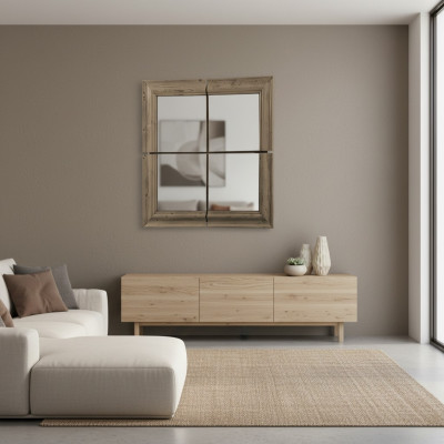Wandspiegel Holzrahmen Spiegel Möbel Neu 105*105cm Glas Rahmen Wand xxl moderner
