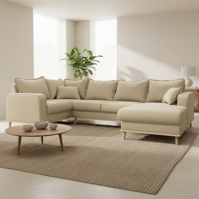 U-Form Couch Wohnlandschaft Ecksofa Garnitur Modern Design Sofa textil