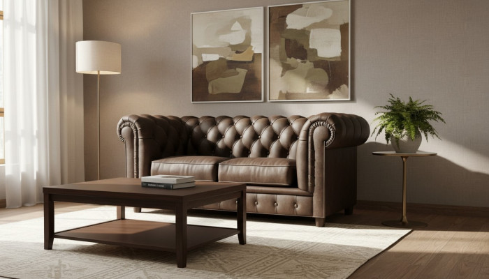 Chesterfield Couch 2 Sitzer Polster Sitz Textil Stoff Couchen Leder Sofas Sofa