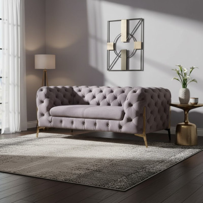 Design Chesterfield Sofa 2-Sitzer Couch Polster Textil Sofas Samt Neu Zweisitzer