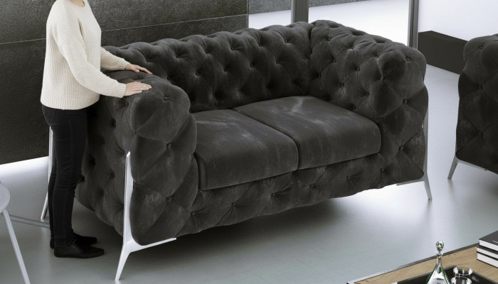 Chesterfield Couch 2 Sitzer Polster Sitz Stoff Textil Couchen Leder Sofas Sofa
