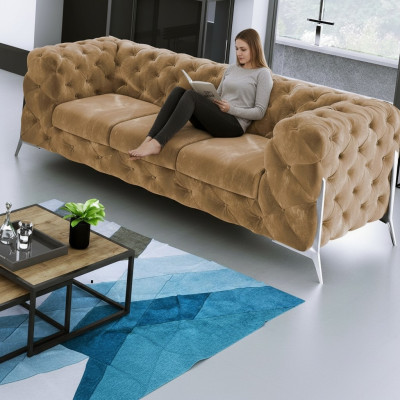 Chesterfield Dreisitzer Bequeme Designer Wohnzimmer 3 Sitzer Couch