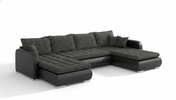 Design Ecksofa U-form Bettfunktion Couch Leder Textil Sofa Neu Wohnlandschaft