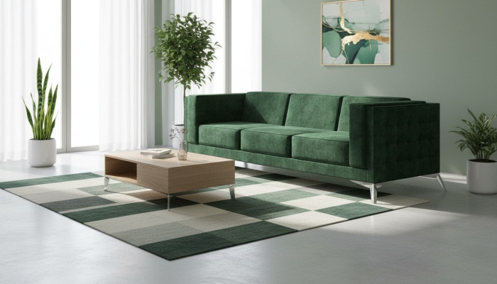 Dreisitzer 3 Sitzer Couch Polster Sofa Textil Stoff Chesterfield Couch Garnitur