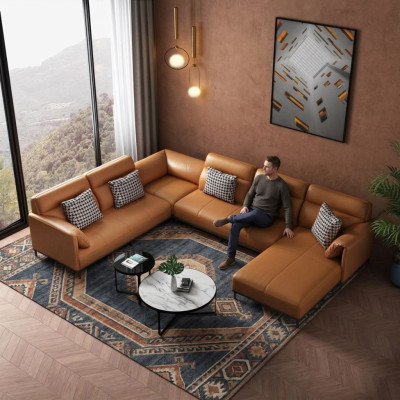 Wohnlandschaften Ecksofa Couch Garnitur Leder Polster Sitz Ecke Sofa U Form xxl