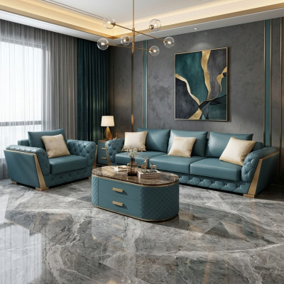 Sofagarnitur 3+2+1 Sitzer Wohnlandschaft Sofa Couch Polster Sofas Garnitur Leder