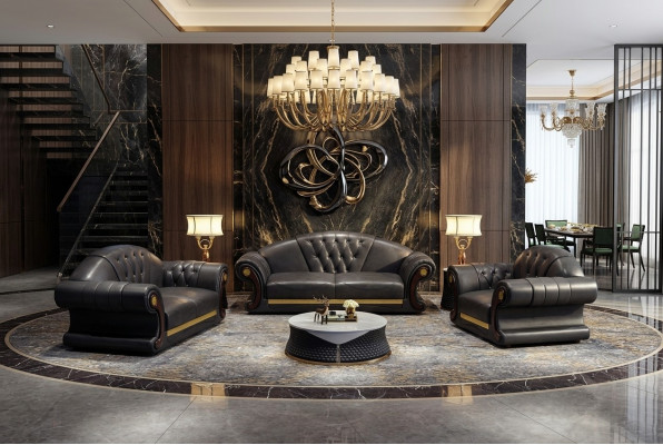 Klassische Chesterfield Sofa Couch Polster Garnitur Dreisitzer Leder 3 Sitzer