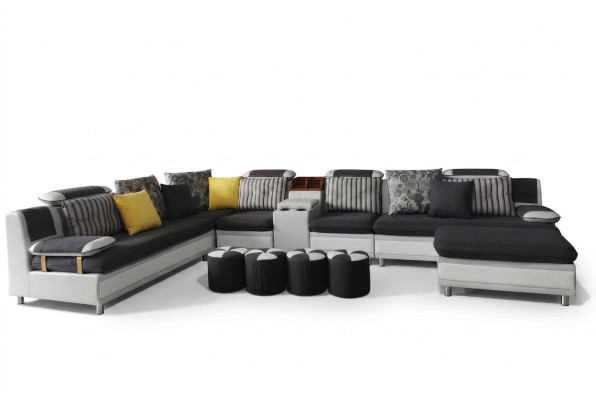 Ecksofa U-Form Wohnlandschaft Sofa Couch Polster Ecke Garnitur Stoff Sofas Neu
