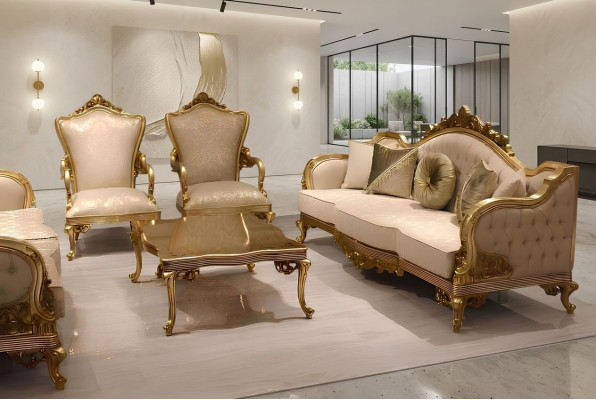Designer Sofagarnitur 3+3+1 Sitzer Couch Polster Sitzgarnitur Klassische Set Neu