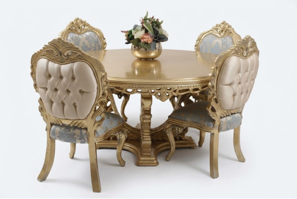 Luxus Esstisch Rund Design Tisch klassische Esszimmer Tische Möbel Gold Neu