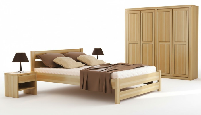 Schlafzimmer 3tlg. Set Bett Nachttische 2x Betten Echtes Holz Massivholz