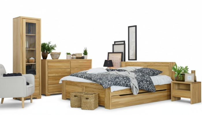 Schlafzimmer Holzbett Echtes Holz Bett Betten Hotel 180x200 cm Stil Massive Möbel