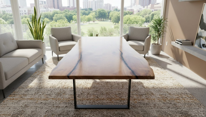 Esstisch Epoxid Harz Echtes Holz Massive Möbel Wasserfall Epoxy Tisch 240x100cm