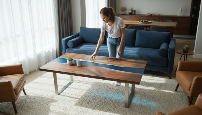 Designer Beistelltisch Couchtisch Epoxy Möbel Tisch Couchtisch Epoxidharz Tische