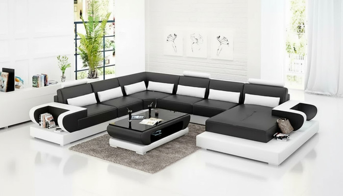 Ecksofa Polster Polsterecke UForm Couchtisch Modernes Sofa Wohnlandschaft Neu