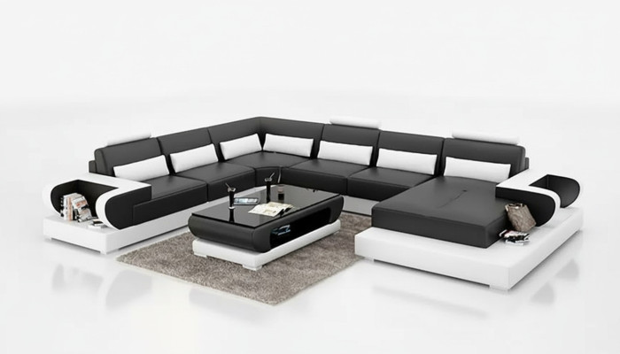 Ecksofa Polster Polsterecke UForm Couchtisch Modernes Sofa Wohnlandschaft Neu