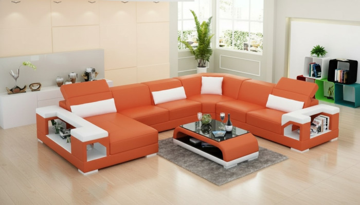 Ecksofa Wohnlandschaft Eckcouch Eckgarnitur Polster Sofa UForm Ledersofa Couch