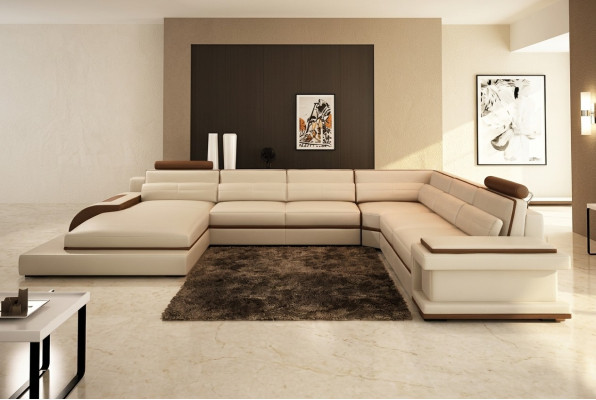 Moderne Wohnzimmer Design Ecksofa Möbel Eckcouch Lederpolster Couch