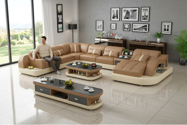 Design Sofa Komplettset Garnitur Polster Ecksofa Eckcouch Couch Sideboard