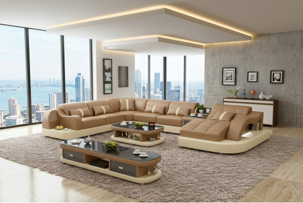Design Sofa Komplettset Garnitur Polster Ecksofa Eckcouch Couch Sideboard