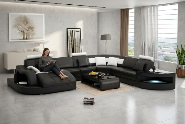 Eckcouch Design Ecksofa Wohnzimmer Möbel Lederpolster Couch Sofa Wohnlandschaft