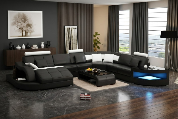 Eckcouch Design Ecksofa Wohnzimmer Möbel Lederpolster Couch Sofa Wohnlandschaft